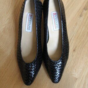 Vintage 80's 90's Black Woven Leather Bandolino Pumps Womens 7.5M